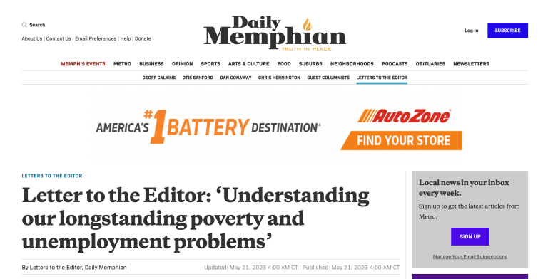 Understanding our longstanding poverty and unemployment problems<h6>Daily Memphian</h6>